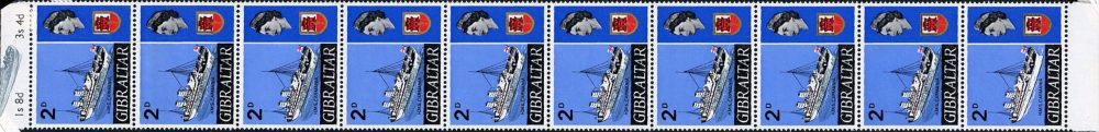 Gibraltar 1967 HMS Carmania 2d Grey-Blue Omitted