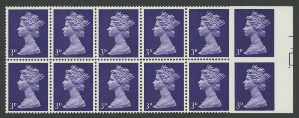 1967 3d Violet Marginal Block With End Vertical Pair Imperforate