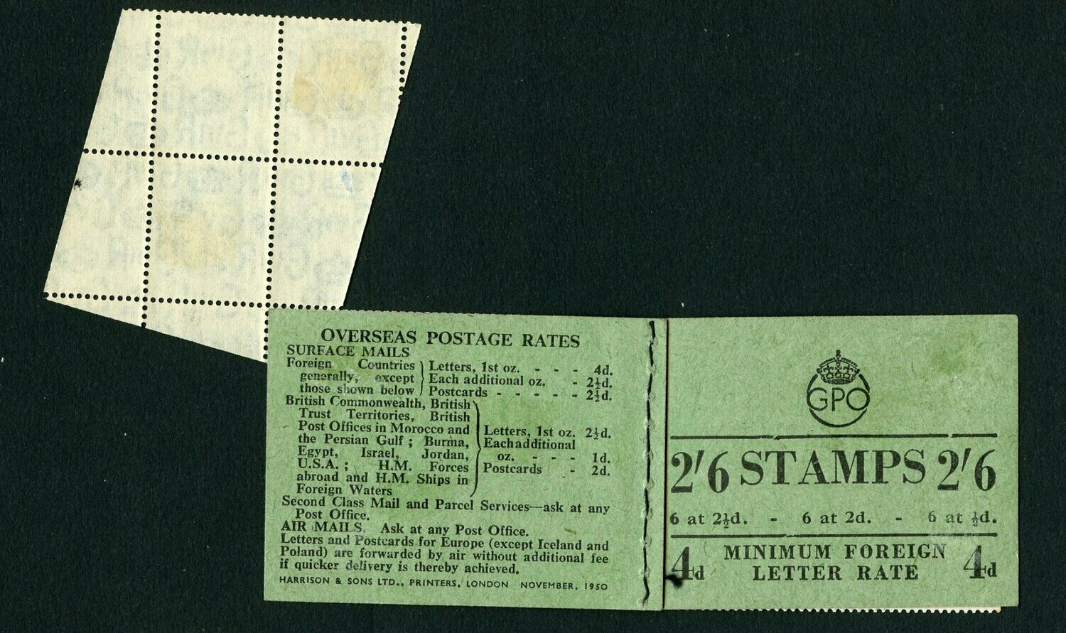 1941 ½d pale Green Booklet Pane Tete-Beche - Image 2
