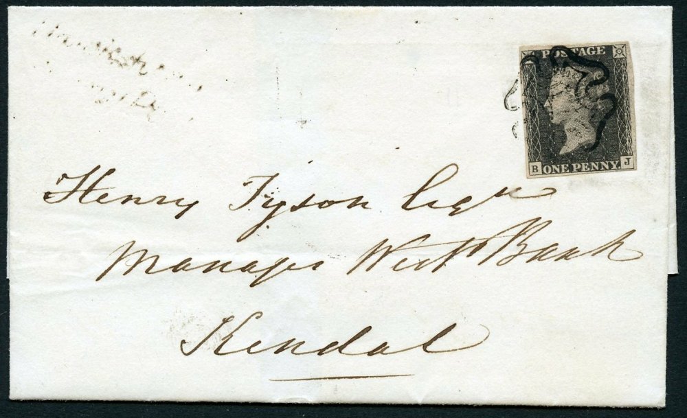 1840 1d. Grey-Black. Plate XI. Immaculate Entire Cover