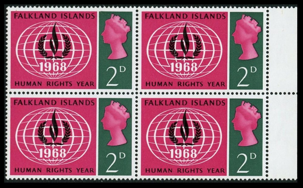 Falkland Islands 1968 Human Rights Yellow Omitted