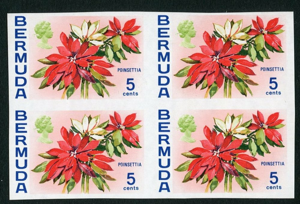 Bermuda 1970 Poinsettia 5c Imperforate Block