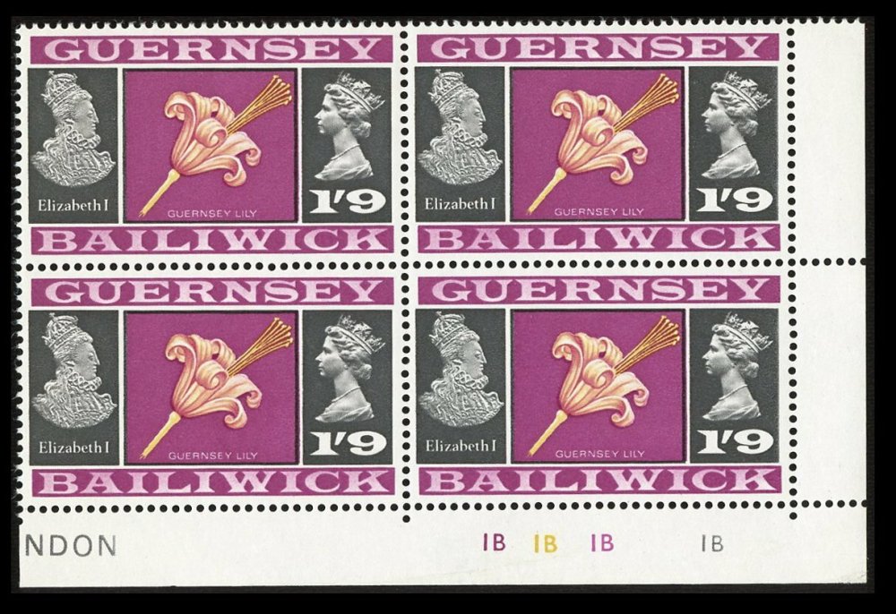 Guernsey 1969 Lily 1/9d Emerald Omitted