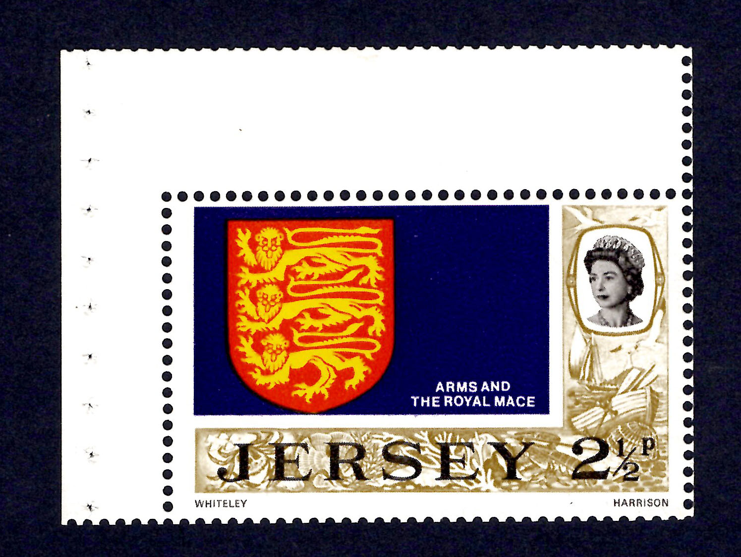 Jersey 1971 2½ p Arms & Royal Mace Gold Omitted.