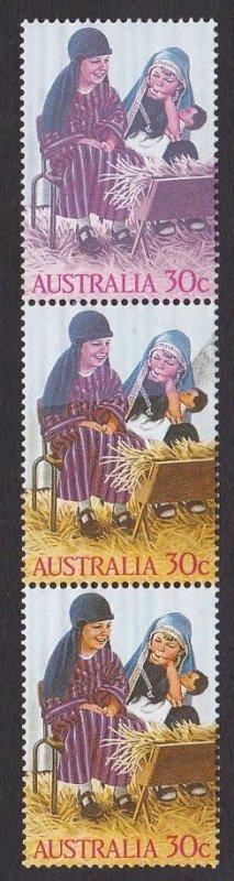 Australia 1986 Christmas 30c Strip Yellow Omitted
