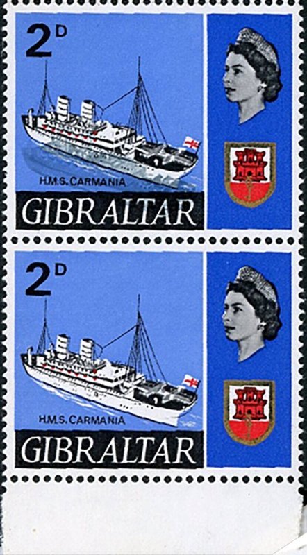 Gibraltar 1967 HMS Carmania 2d Grey-Blue Omitted - Image 2