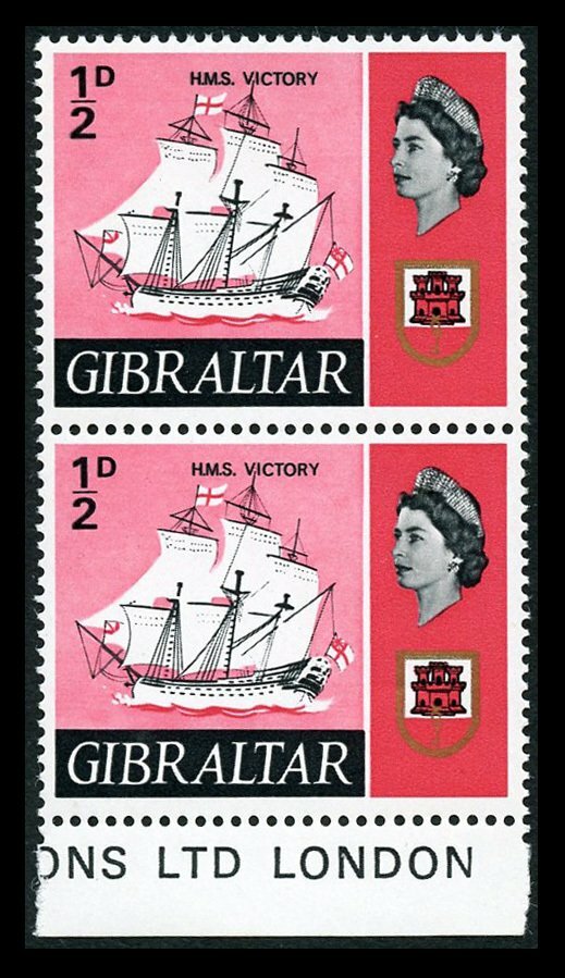 Gibraltar 1967 HMS Victory ½d Grey Omitted