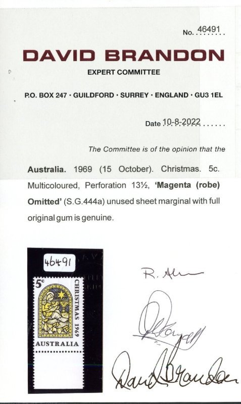 Australia 1969 Christmas 5c Magenta Omitted - Image 3