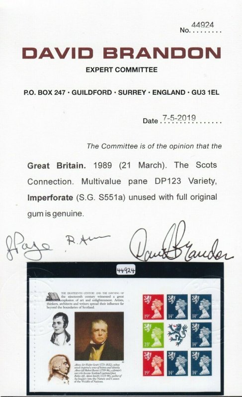 1989 Scots Connection Multi-Value Pane Imperforate - Image 3