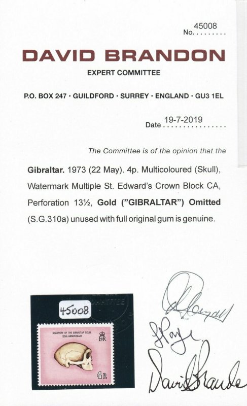 Gibraltar 1973 4p Skull Gold Omitted - Image 3