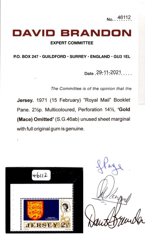 Jersey 1971 2½ p Arms & Royal Mace Gold Omitted. - Image 3