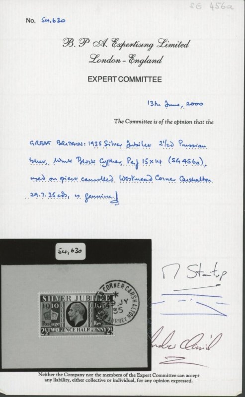 1935 Silver Jubilee Prussian-Blue. The Finest Known Used Copy - Image 2
