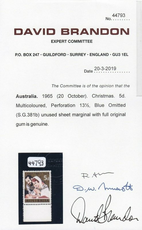 Australia 1965 Christmas 5c Blue Omitted - Image 3