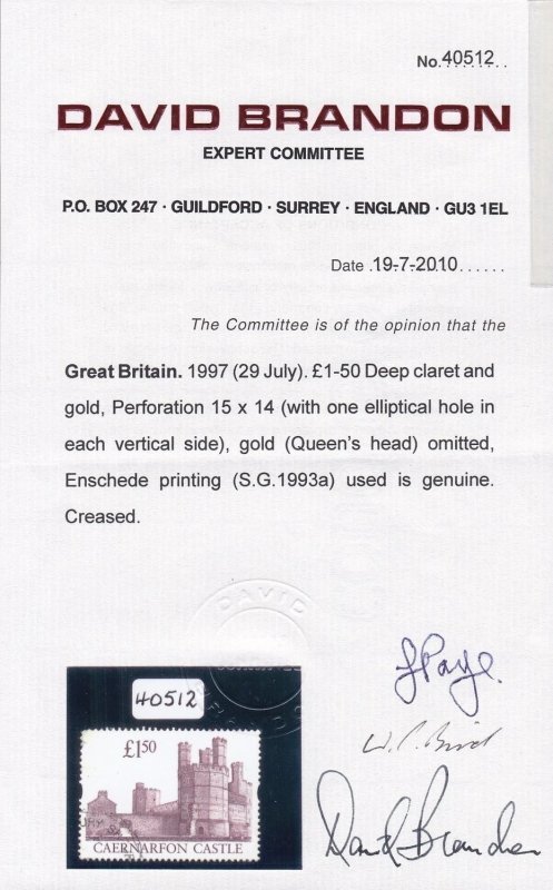 1997 Caernarfon Castle £1.50 Gold Omitted - Image 3