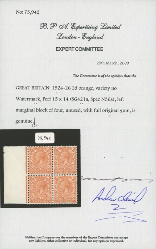 1924 2d Orange No Watermark Block - Image 3