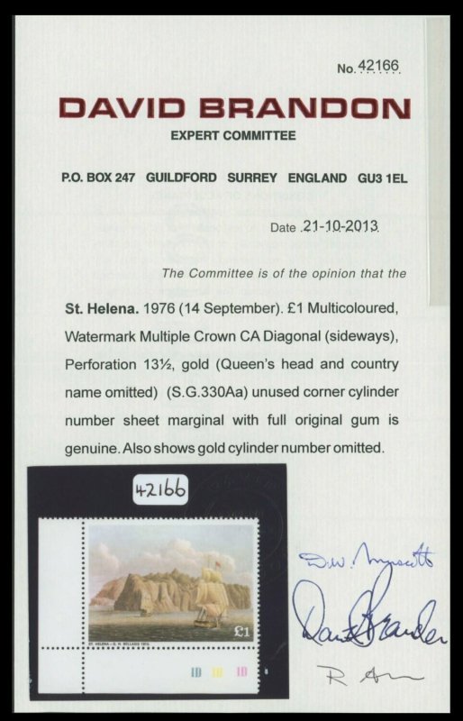 St Helena 1976 Aquatints & Lithos £1 Gold Omitted - Image 3