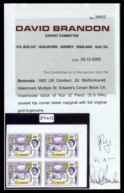 Bermuda 1962 Church Of St.Peter 2d Imperforate - Image 3