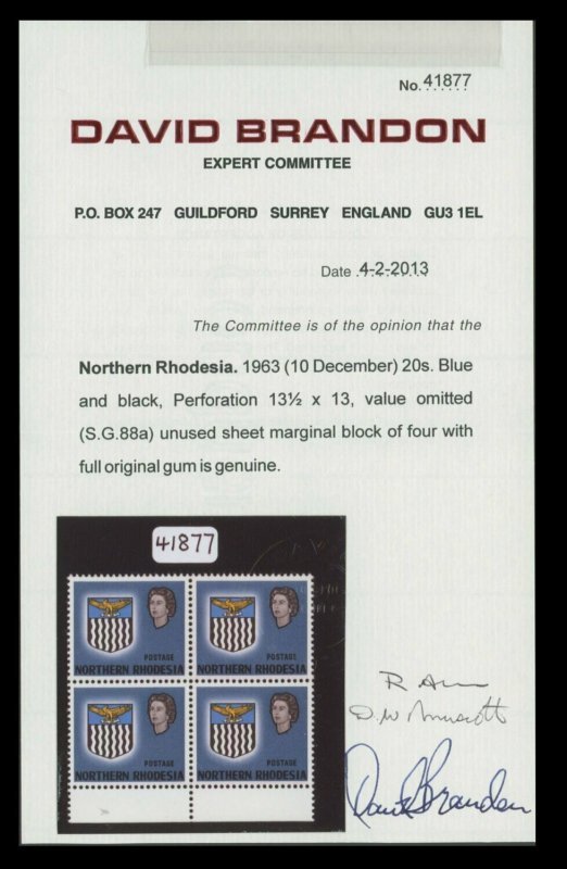 Northern Rhodesia 1963 20s Arms Value Omitted - Image 3
