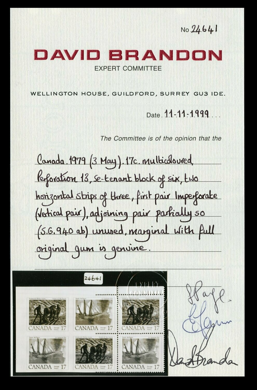 Canada 1979 Canadian Writers 17c Imperforate - Image 3