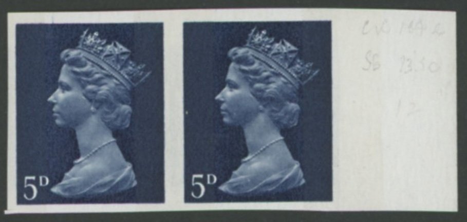 1968 5d Royal Blue Imperforate Pair