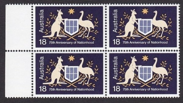 Australia 1976 Nationhood 18c Block Gold Omitted