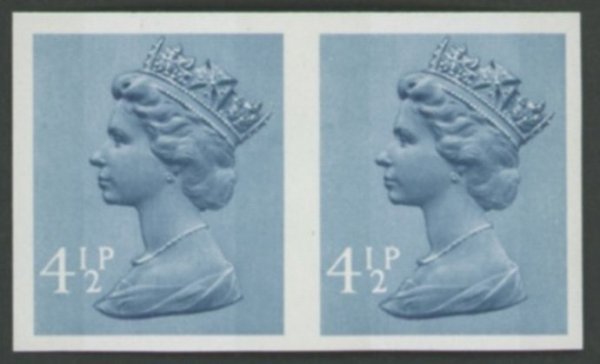 1973 4½p Grey-Blue Imperforate Pair