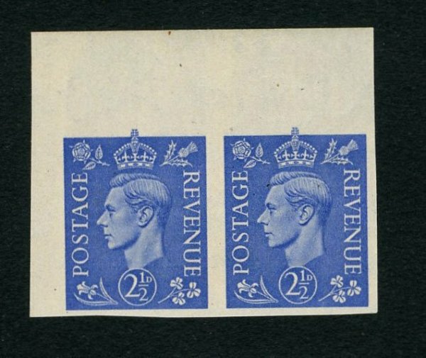 1941 2½​d Light Ultramarine Imperforate Pair