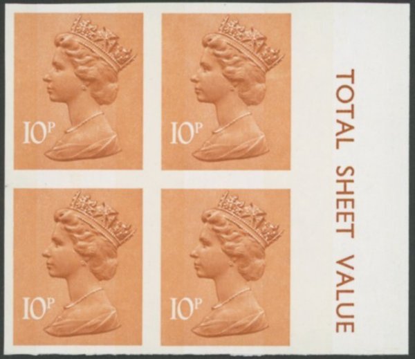 1976 10p Orange-Brown Imperforate