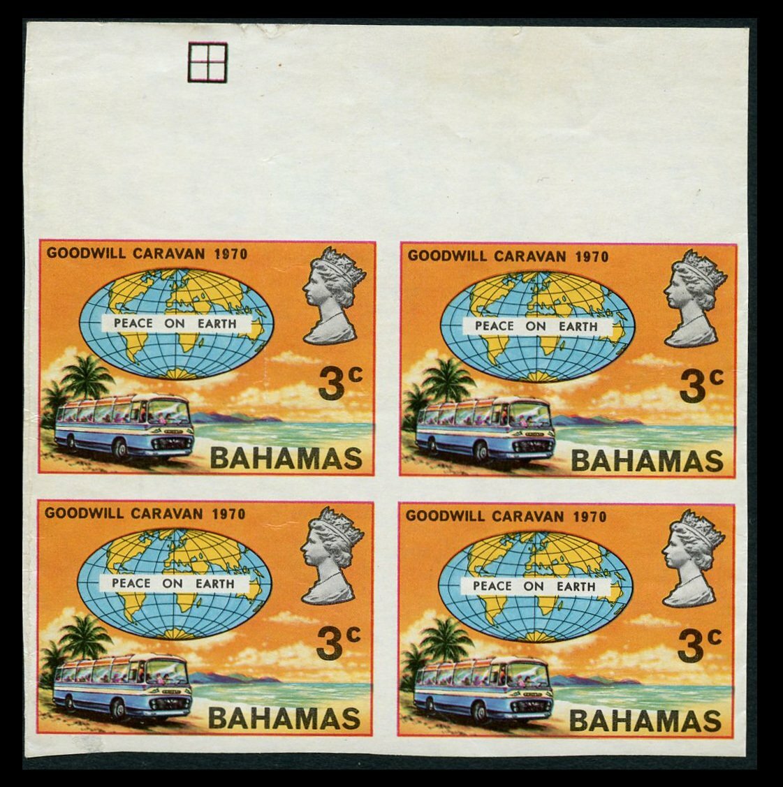 Bahamas 1970 Goodwill Caravan 3c Imperforate Block