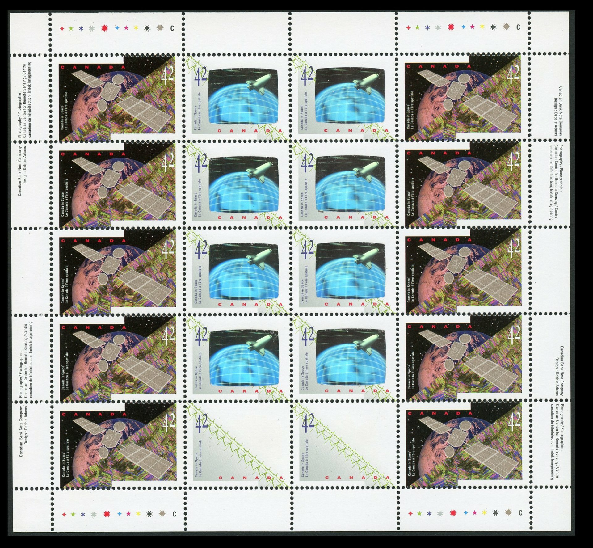 Canada 1992 Canada In Space 42c Sheetlet Hologram Omitted