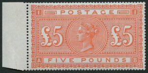 1887 £5 stamp, orange colour, perfectly centre