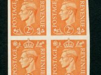 1941 2d Pale Orange. Block Of Four Imperforate