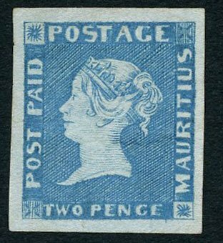 Mauritius 1849 2d Blue Early Impression