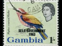 Gambia 1963 New Constitution 1s. Roller Bird Overprint Double
