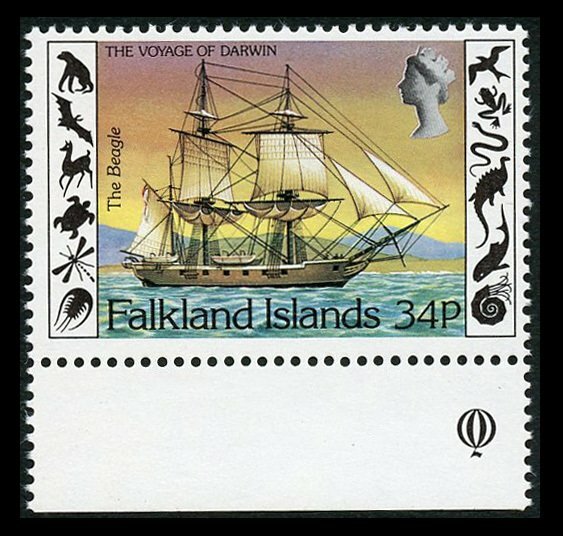 Falkland Islands 1982 Darwin's Voyage 24p Brown Omitted