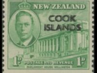 Cook Islands 1946 Peace 1d Green Overprint Double