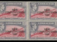Gibraltar 1950 New Constitution 6d Overprint Double