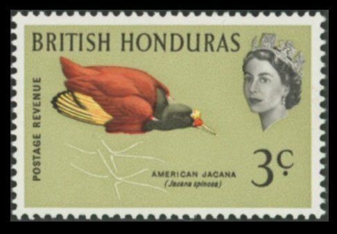 British Honduras 1962 Jacana Bird 3c​ Blue-Green Omitted