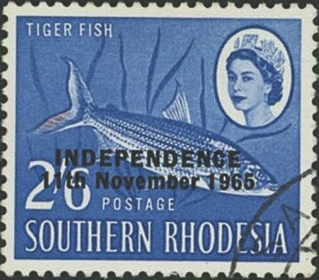 Rhodesia 1966 2/6d Tiger Fish Vermilion Omitted