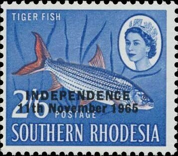 Rhodesia 1966 2/6d Tiger Fish Vermilion Omitted - Image 2