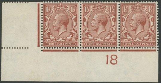 1918 1½d Red-Brown (K omitted)