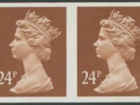 1991 Stamps, 24p, Chestnut Imperforate Pair
