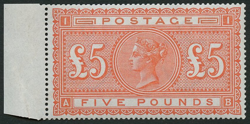 1887 £5 stamp, orange colour, perfectly centre