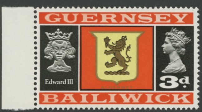 Guernsey 1969 3d Edward III Watermark Inverted
