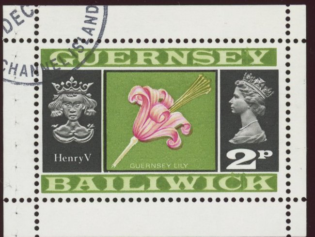 Guernsey 1971 2p Lily Emerald Omitted Used