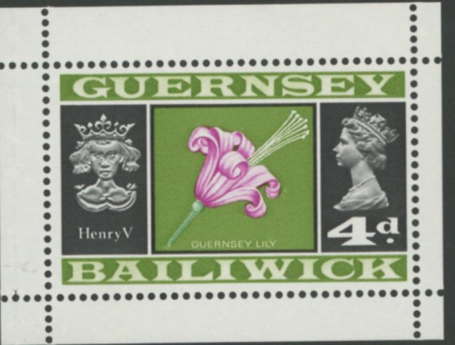 Guernsey 1969 4d Lily Yellow Omitted