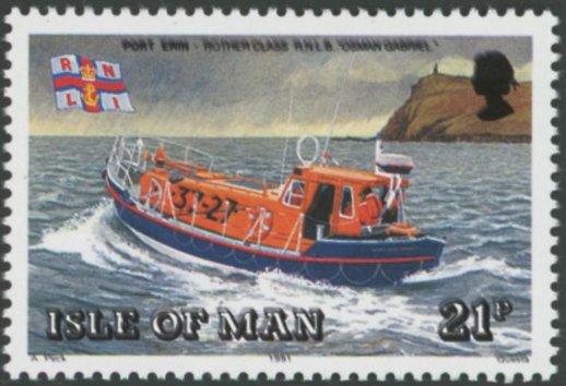 Isle Of Man 1991 Lifeboat 21p Black Printed Double