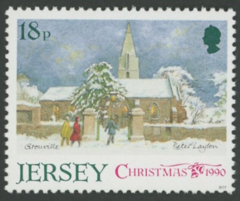 Jersey 1990 Christmas 18p Deep Blue-Green Omitted - Image 2