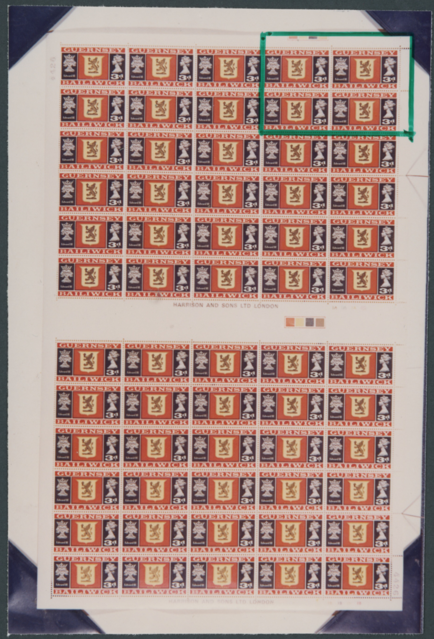 Guernsey 1969 3d Arms Edward II Watermark Inverted - Image 3
