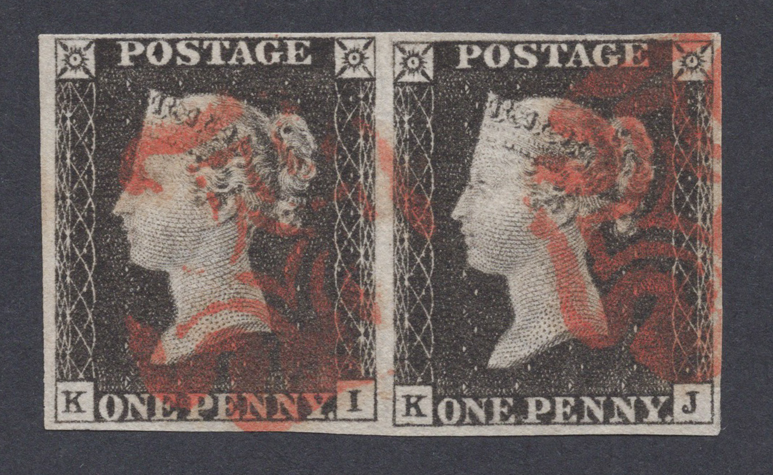 1840 1d Intense-Black (Plate VII) Lettered K-I/K-J